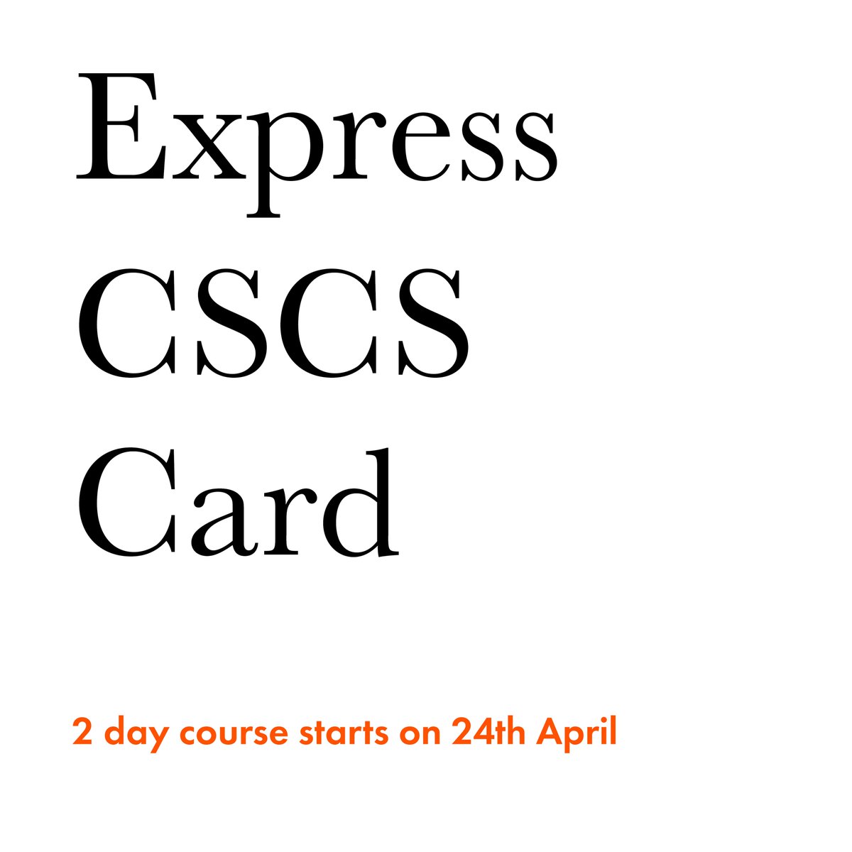 Express CSCS Card!

This course gives you the opportunity to get your Green Labourer CSCS Card in only 2 days!

📅 24th &amp; 25th of April
📍 tigers head office &amp; construction academy 
💷 £200.00 (ex. VAT) or fully funded by SDS ITA

Apply now: myworldofwork.co.uk/learn-and-trai…