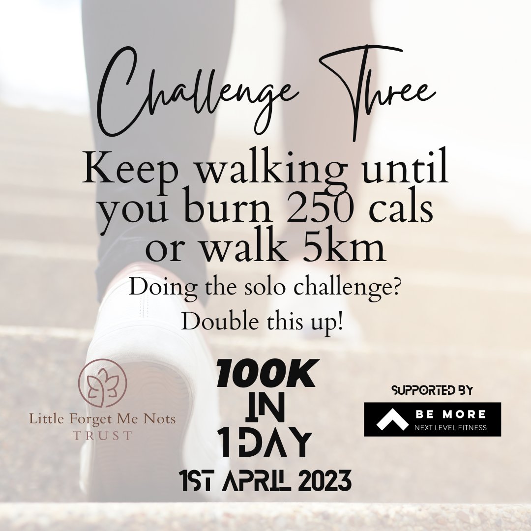 Week three, Day three.
What will you be doing to take on today's challenge?
Tag us in your photos!

#100kIn1Day #challenger #newchallenge #fundraising #photochallenge #challengeyourself #challengeaccepted #walking #walkingaround #keepwalking #walkinguk #challenges #challenge