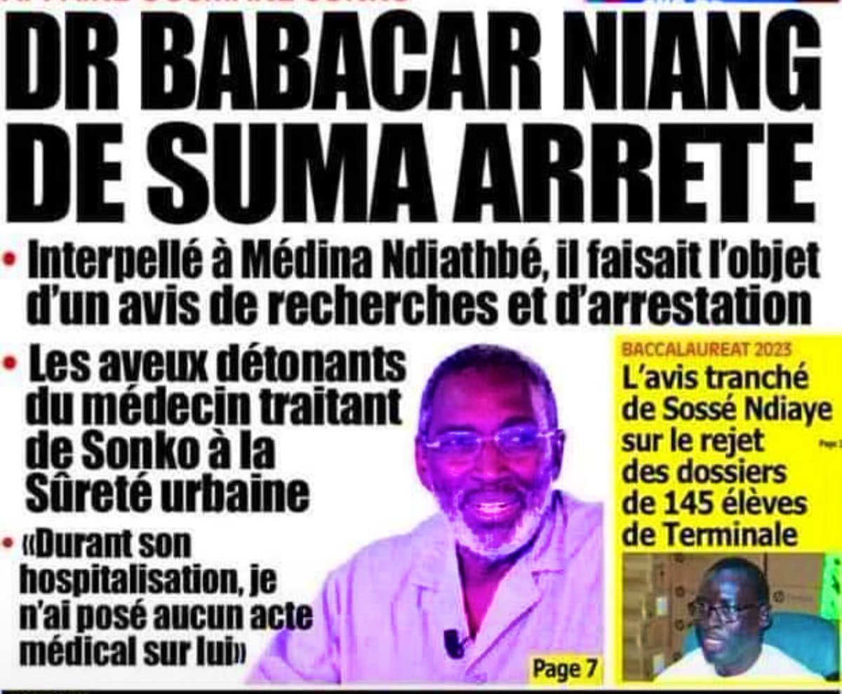 PatrioteResiste's tweet photo. Quelle est la pertinence de convoquer un personnel médical et de demander  le dossier médical de son patient allant jusqu’à arrêter le DR Babacar NIANG ? 

Insha’Allah dollen xaam kouko Faadj dh.

Vous pensez avoir le pouvoir, bollen joté ci dossier jotgueen ci Bob Marley. https://t.co/ScPugIleSv