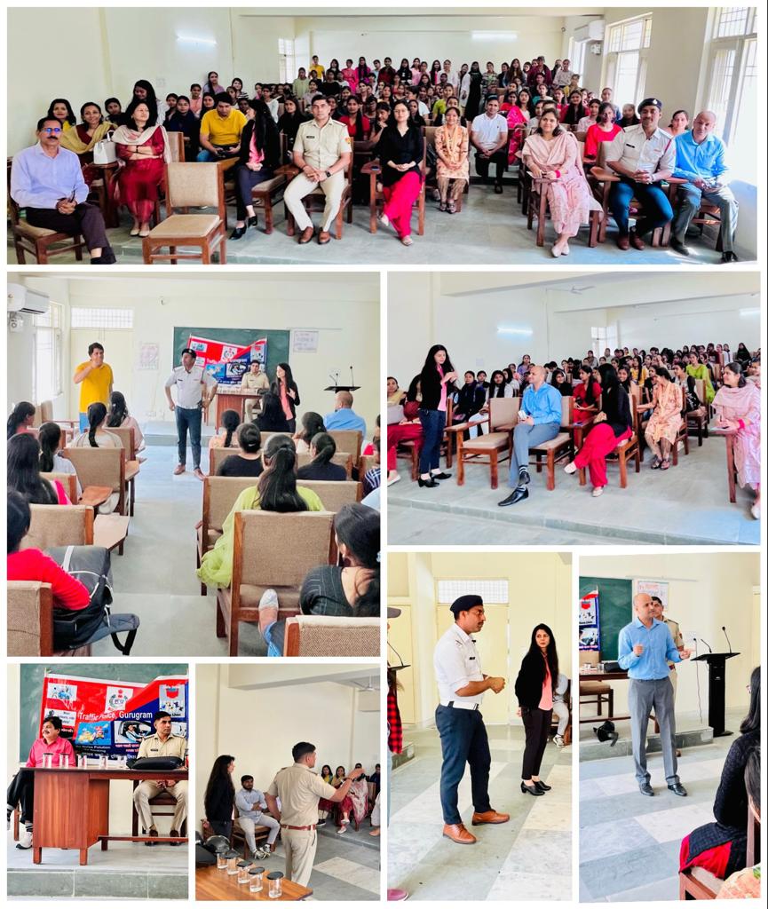 TrafficGGM's tweet image. @TrafficGGM and #RSOs conducted  a #Road_safety_awareness session at Govt Girls college,Sec 52. 
1.5 lacs families ruined due to untimely deaths in road accidents, So let’s save ourselves and others on roads by following the traffic rules. Remember“Life doesn&apos;t has Reset button&quot;