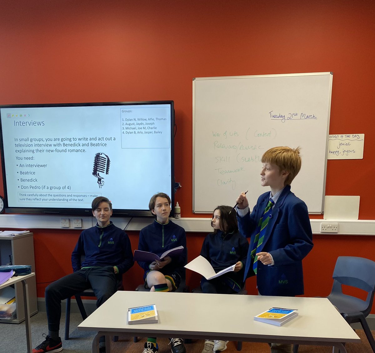 MaidaValeEng's tweet photo. Benedick and Beatrice are in love! Y8 got into character to host interviews for the Much Ado couple’s new found romance. https://t.co/E0OVF3iaum