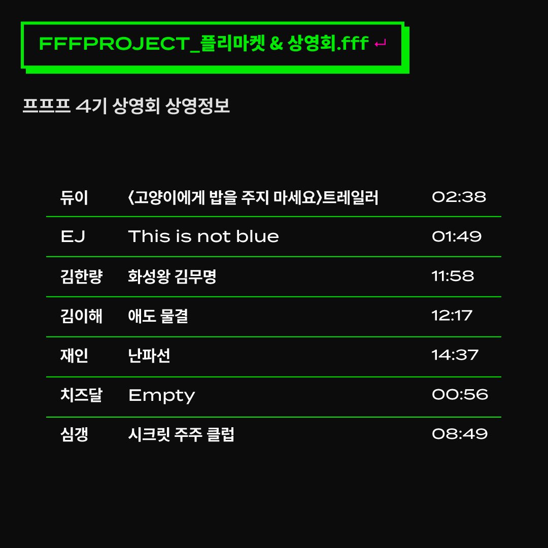 fffprjfff's tweet photo. 웅성..웅성..👥플리마켓..웅성웅성.. 팝콘..👥👥웅성웅성..여자친구 데려오자..👥👥...재밌겠다
드디어 이번 주 토요일!!🤩 바��� 다가온 프프프 플리마켓&amp;상영회의 상영정보와 업데이트 된 소식을 알려드릴게요!🍿🎥 https://t.co/omD5Be9Kaa