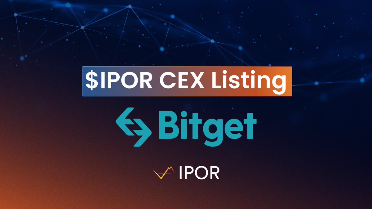 ipor_io's tweet photo. 📣 $IPOR is now listed on @bitgetglobal! 🥳🎉
Trade the IPOR:USDT pair at https://t.co/ZvoniPooU3
Join the discussion on IPOR's Discord: https://t.co/vtQCyLLmNy https://t.co/Nk0u9iqxji