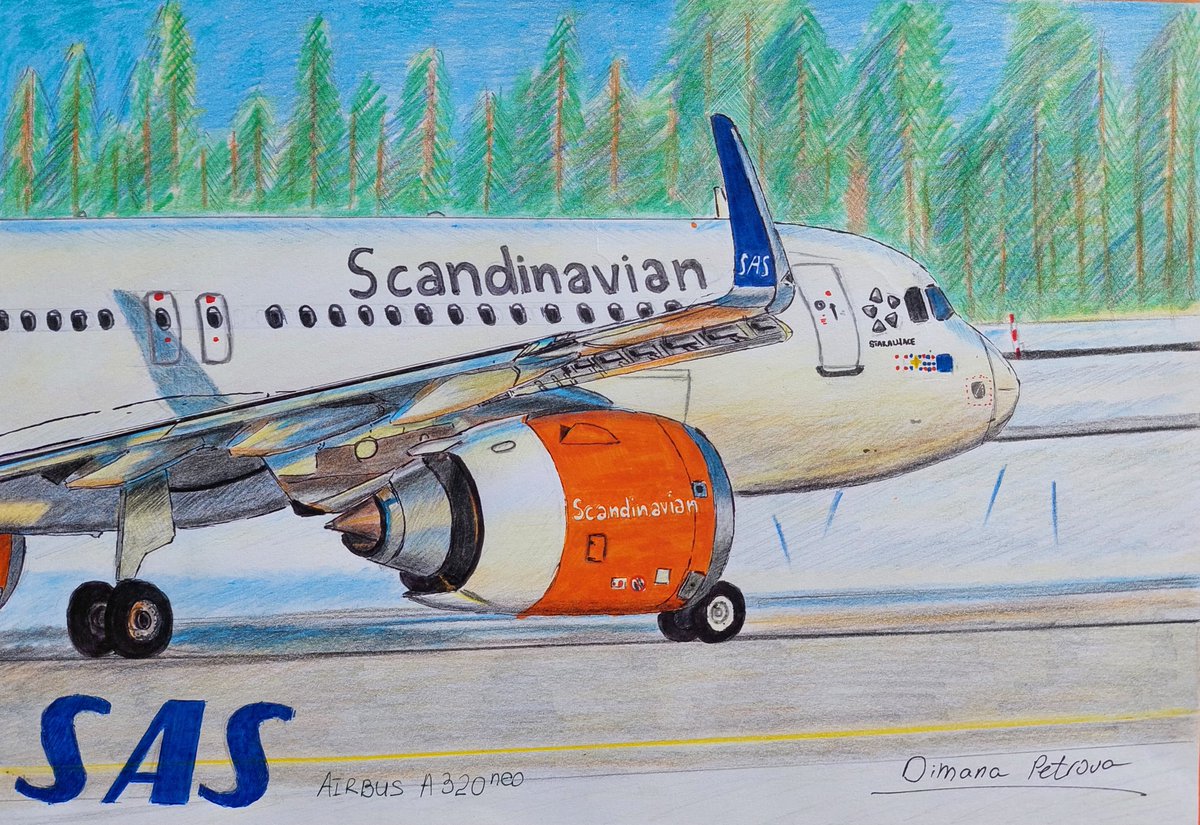 My special drawing of @SAS Airbus A320neo 🧡💙✈️
210x297mm.
#ScandinavianAirlines #SAS #flySAS #Airbus #AirbusA320neo #A320Neo #NewEngineOption #sharklet #traveling #winter #snow #runway #airports #drawing #ArtistOnTwitter #aviationartist #planes #planespotting #StarAlliance