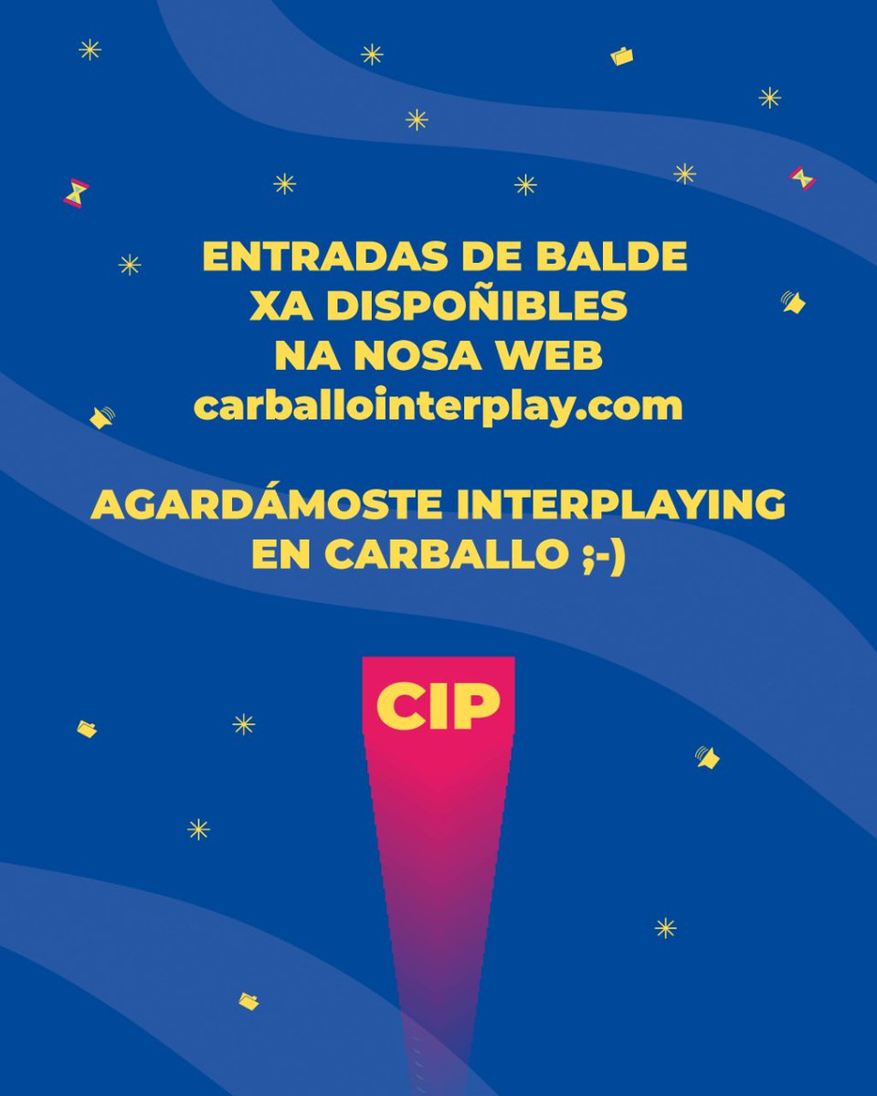 InterplayFest's tweet photo. O #Interplay2023 xa está aquí 🏁

@estelakilljoy @excomplice @cap0 @LauLoay @RadioPrimavera_ @EtiquetaNegra @LHpodcast @davidsainz @Teresa_Segura @la_burnin @smoda @ProyectoUna @cafederby21 @myanllo @acousagal @salicrunette e máis!

Colle as entradas! 🎟 https://t.co/xqfLzHBD32 https://t.co/8bV9ljvZLQ