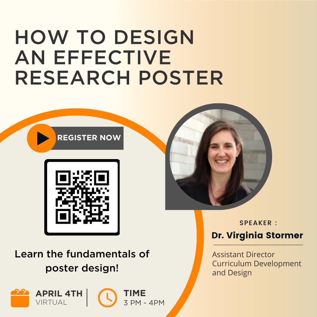 Having trouble designing a research poster?
.
Join us virtually to learn how to create an effective research poster!
.
Register to receive the zoom link!