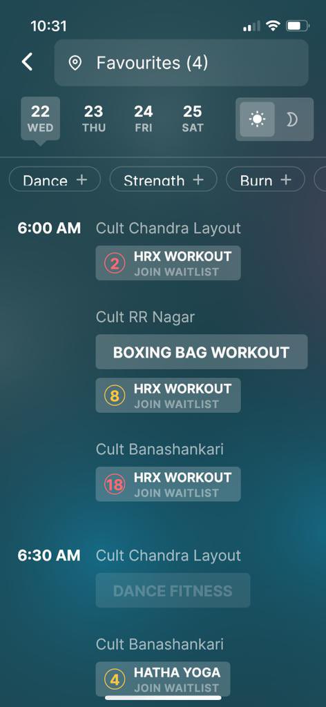 arjun_bops's tweet photo. @cultfitOfficial is this a scam? 
There are 2 ways to attend cult classes- 1. Pay 350Rs for individual class 
2. Get a paid membership and attend all class
But 1s you take membership the slots magically gets full. Here is a screen shot from member and non member at same time. https://t.co/KpxEJrfKHH