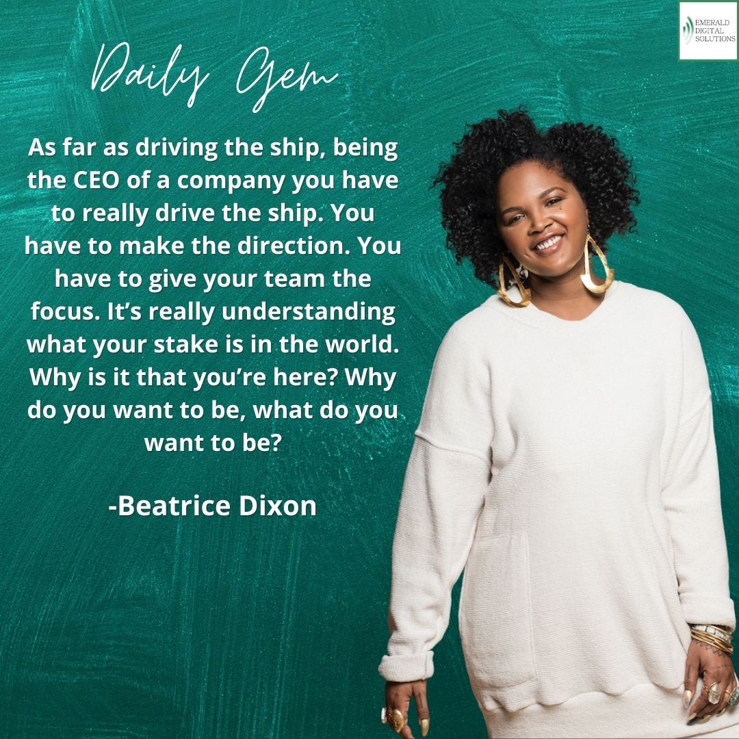 Emerald_Digi's tweet photo. Here's a gem from, @iambeadixon, founder of @thehoneypotcomp  ✨

Clear direction and effective leadership helps you and your team to focus your efforts on achieving new goals. How are you leading your team into Q2? 
#beatricedixon #leadership #inspiration #eds https://t.co/u8Nigkeyt8