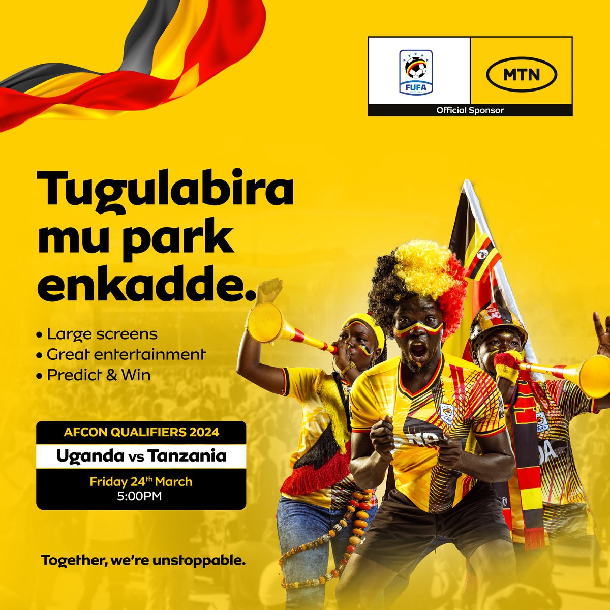 mtnug's tweet photo. Where are you going to watch #UGATAN🇺🇬⚽️ from this Friday 24th? FFE Tugulabira mu park enkadde🚖. #MTNUgFootball #UgCranesWeGo https://t.co/GJPXjatKnt