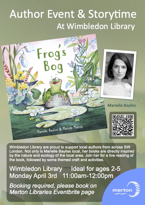 Library event update! Frog's Bog #authorreading plus frog and friends activity sheets @MertonLibraries
Leap into Easter - sign up here: bit.ly/3yPXFhV
#graffegbooks #newpicturebook #kidlit #Easter2023  #authorevent #bookevent #Easterfun #bookevent