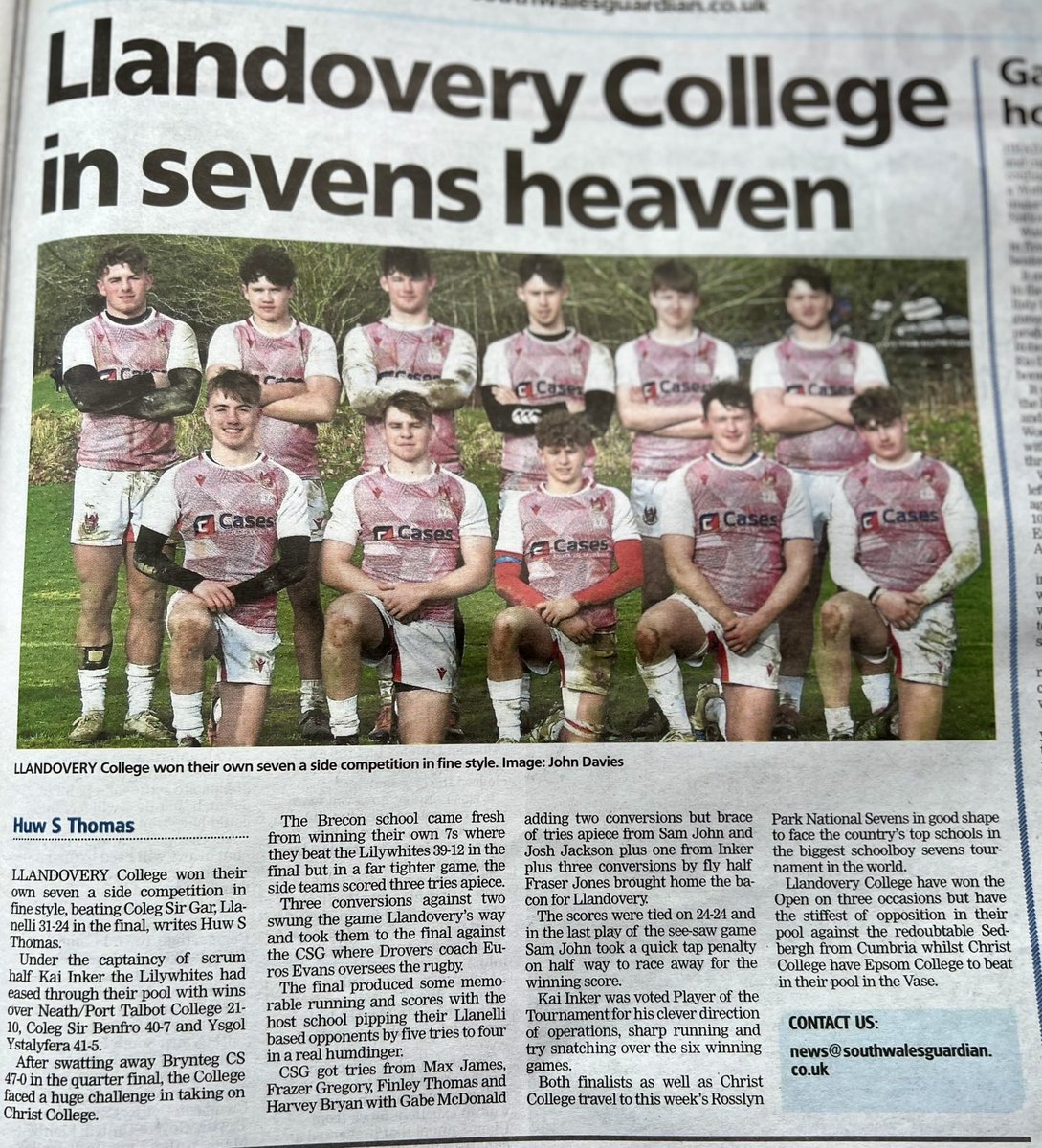 🏴󠁧󠁢󠁷󠁬󠁳󠁿🏉Llandovery College. March 2023.Article in South Wales Guardian.📸JBRD 🏆🏴󠁧󠁢󠁷󠁬󠁳󠁿