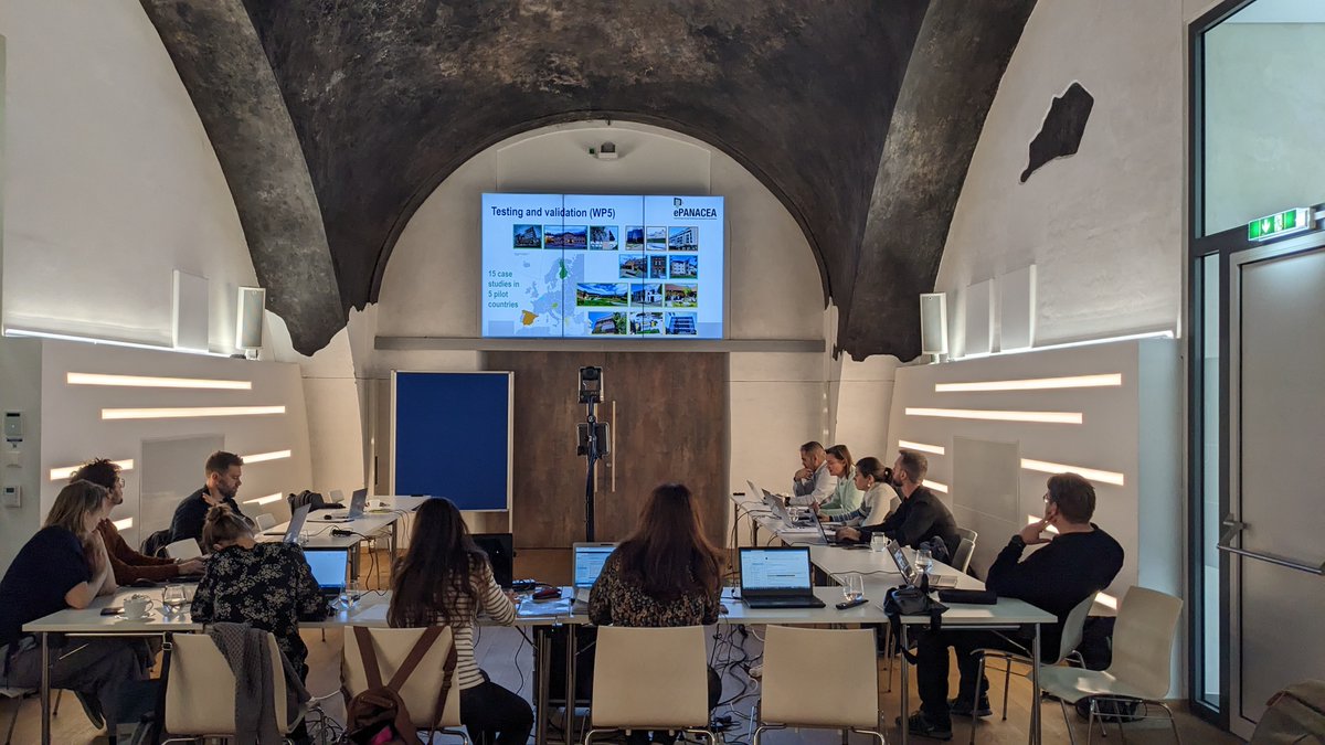 H2020ePANACEA's tweet photo. 💬1st day of @H2020ePANACEA General Assembly  and Testing &amp; Demonstration Board Meeting in Vienna. 

🤝Catching up with all #project #partners and planning our final #activities. Watch this space for updates!

#H2020 #energy #performance #certification #SEPAP https://t.co/EHPmldOvz2