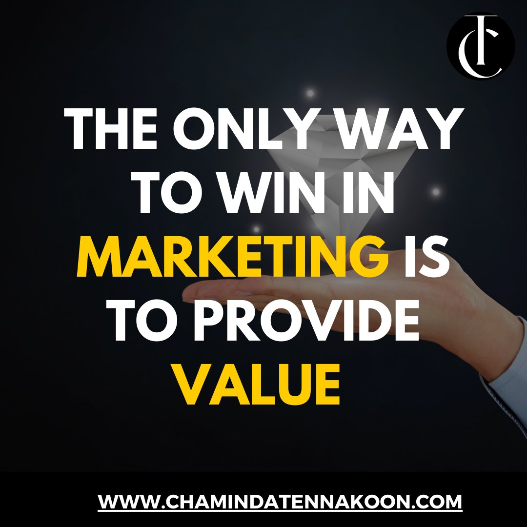 CHAMTENNE's tweet image. 💰🏆 Want to win in marketing? Provide VALUE to your audience! 💡🤝 #MarketingStrategy #ValueFirst