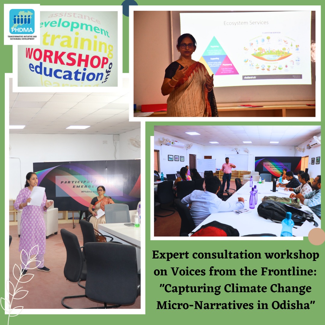 PhdmaO's tweet photo. Expert Consultation Workshop on Voices from Frontline #CapturingClimateChange #MicroNarratives in Odisha
Dr Manas Ranjan Kar, M&E Specialist,
PPPOMU,Finance Dpt,
Dr. Shakuntala Pratihary,Climate Researcher imparted tips to team PHDMA on gethering narratives on #climatechange. https://t.co/qufi3ulWWp