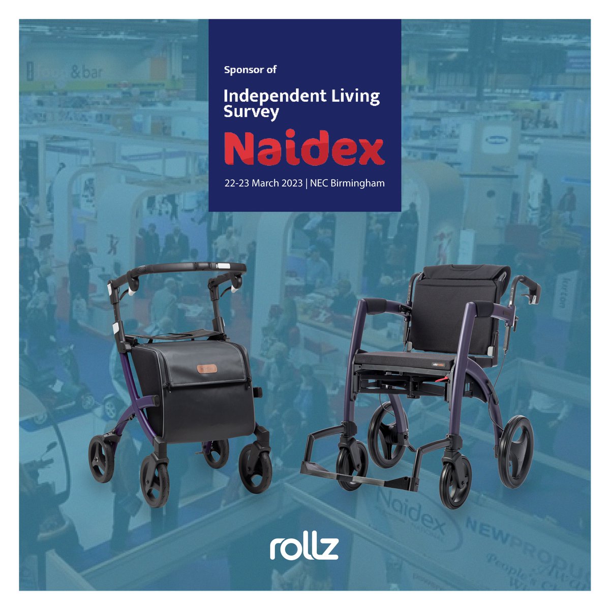 Rollzint's tweet photo. @NaidexShow is ON! Find us at booth G32 to join our #mobilitytalk and see our innovative rollators in action. #RollzMotionElectric
Also, don't miss the panel discussion tomorrow from 14:45-15:30, where results of the "Independent Living Survey" will be shared. See you there! https://t.co/9QScYX27rZ
