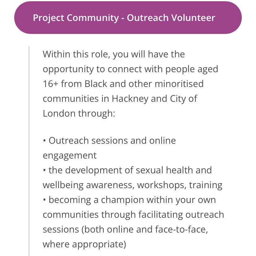 @SoSowemimo You may probably already be aware but if not @PositiveEast in LDN have a great project called Women4Women which centres Black African women in raising awareness around PrEP. There are volunteer positions for people who have spare time. W4W & other groups positiveeast.org.uk/w4w/