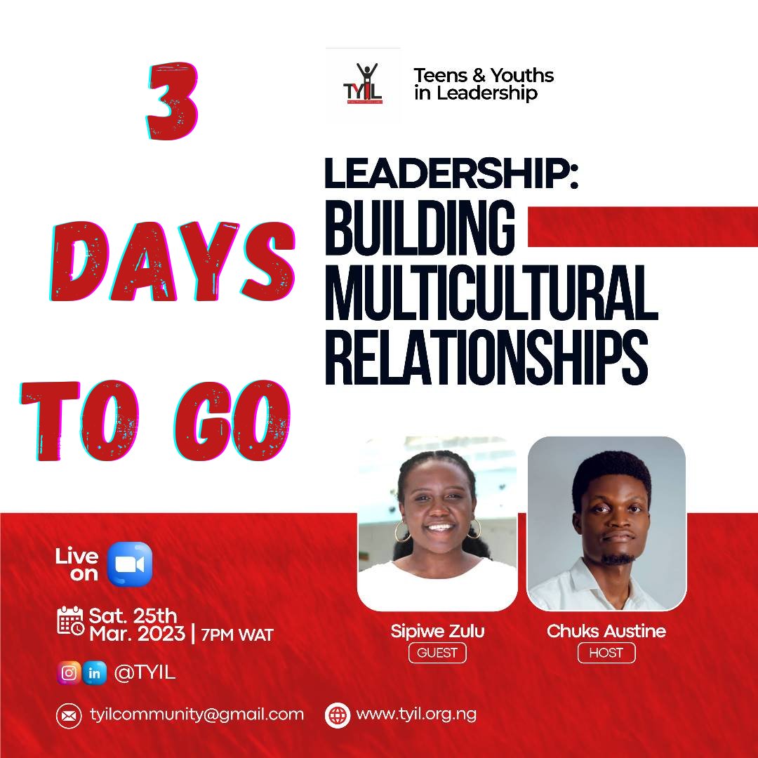 tyil_community's tweet photo. Are you a young leader looking to expand your horizons and build meaningful connections with people from diverse backgrounds?

Join us for an interactive session on multicultural relationships!

Kindly register with this:
https://t.co/6fLVAabywt https://t.co/sYgJJmoB9X