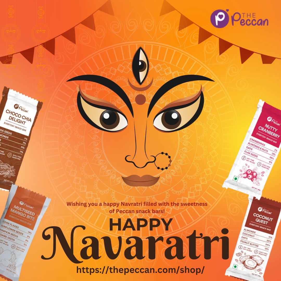 🎁🎉Wishing you a happy #Navratri filled with the sweetness of Peccan snack bars!
.
.
.
#navratrispecial #navratri #happynavratri #thepeccan #snacksbar #energybars #festival #snackbars