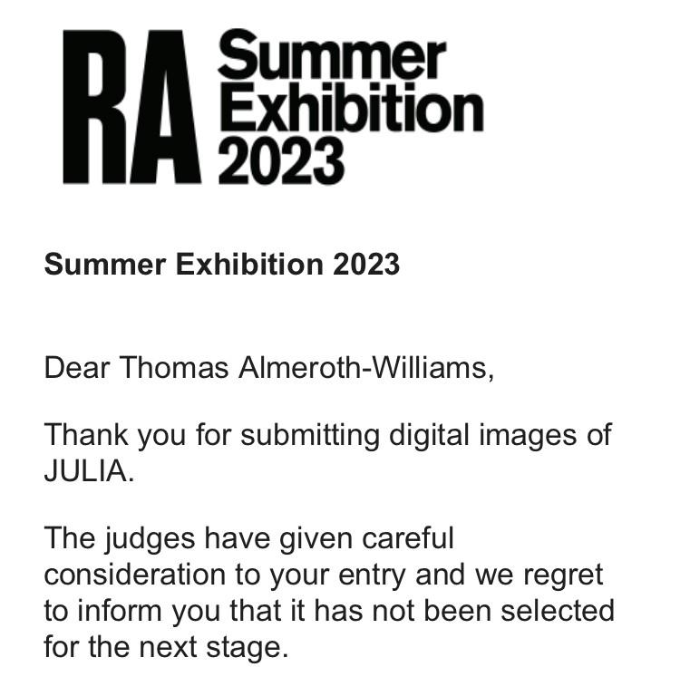 My sculpture didn't make it thru the 1st judging round for  #rasummerexhibition 

"Julia" depicts my daughter and aims to raise awareness &amp; inclusion for people with learning disabilities.

I enjoyed trying <a href="/royalacademy/">Royal Academy</a> ... maybe next year.