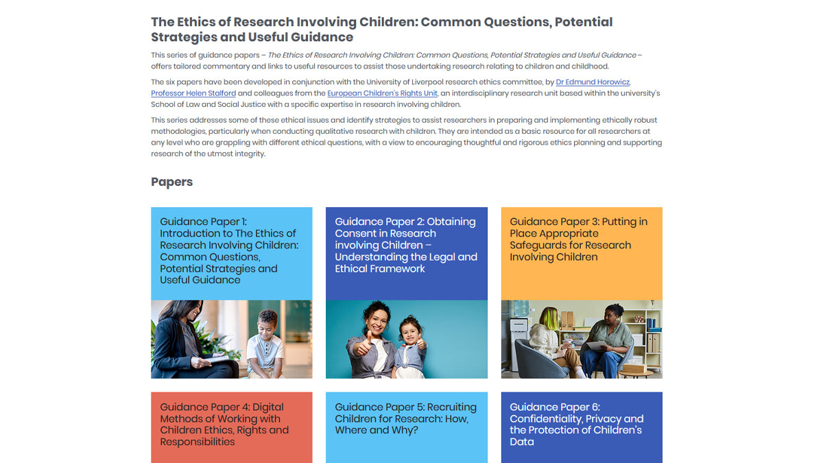 We have published a new set of guidance papers on ethics in #research involving children. Written by the European Children’s Rights Unit (@LIVEChildRights), the six papers cover a broad range of topics related to children’s rights. Read the papers: ncrm.ac.uk/resources/ethi…