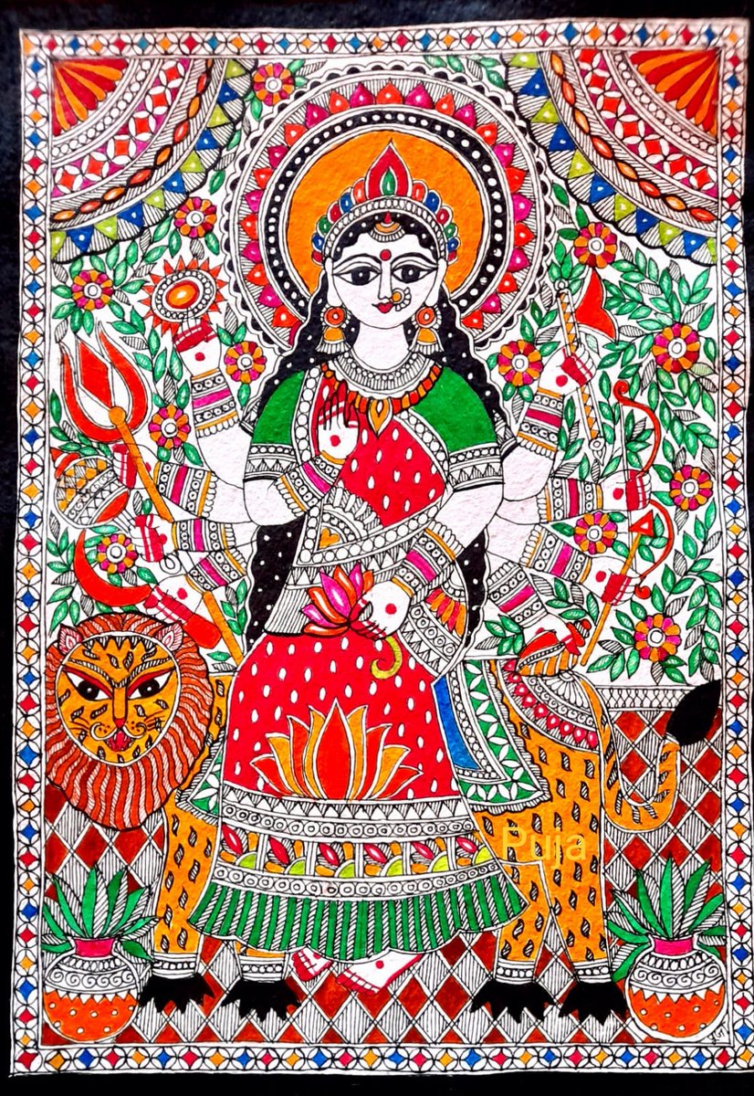 हिन्दू नव वर्ष और चैत्र नवरात्र की हार्दिक शुभकामना ❤ 🙏 
#Navratri 
#ChaitraNavratri 
#navratri2023 
#madhubanipainting
#mithilapainting 
#hindunavvarsh2023