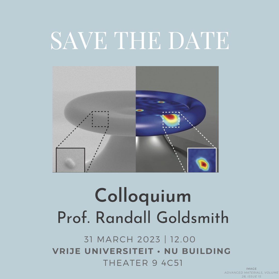 📢 S A V E   the   D A T E📢

🗓️ 31 March 2023
🕚12.00
📍NU Building · Theather 9 · 4C51 @VUamsterdam 

Join us for a fascinating talk by Prof. Dr. Randall Goldsmith on Photonics technologies for chemical and biophysical measurements.  @UWMadisonChem 
@UWMadison #ScienceTalk