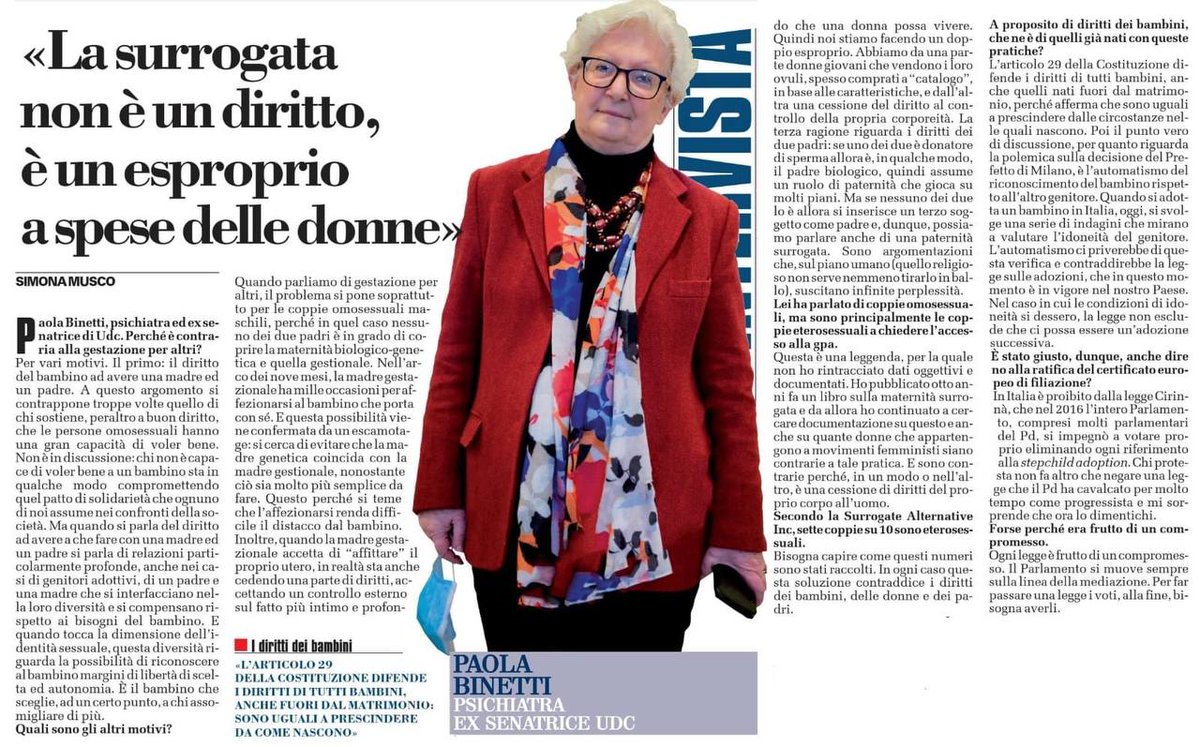 ultimora_pol's tweet photo. Paola #Binetti: “Padre e madre si interfacciano nella loro diversità e si compensano rispetto ai bisogni del bimbo. La diversità nell’identità sessuale riconosce al bambino margini di libertà di scelta e autonomia, perché è il bambino che https://t.co/7DZugclPxp