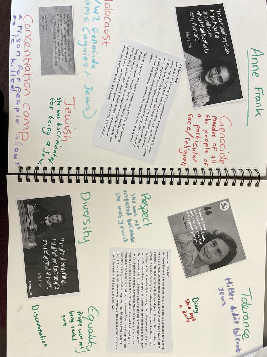 MelthamMoor's tweet photo. We have been learning about Anne Frank & the tragedies of the holocaust.We’ve discussed discrimination,tolerance,equality,the value & positives of diversity. #MMY6 had very mature & thoughtful conversations. We wrote letters to Anne with our thoughts & questions #MMY6 #MMHistory https://t.co/n38vQGnVUr