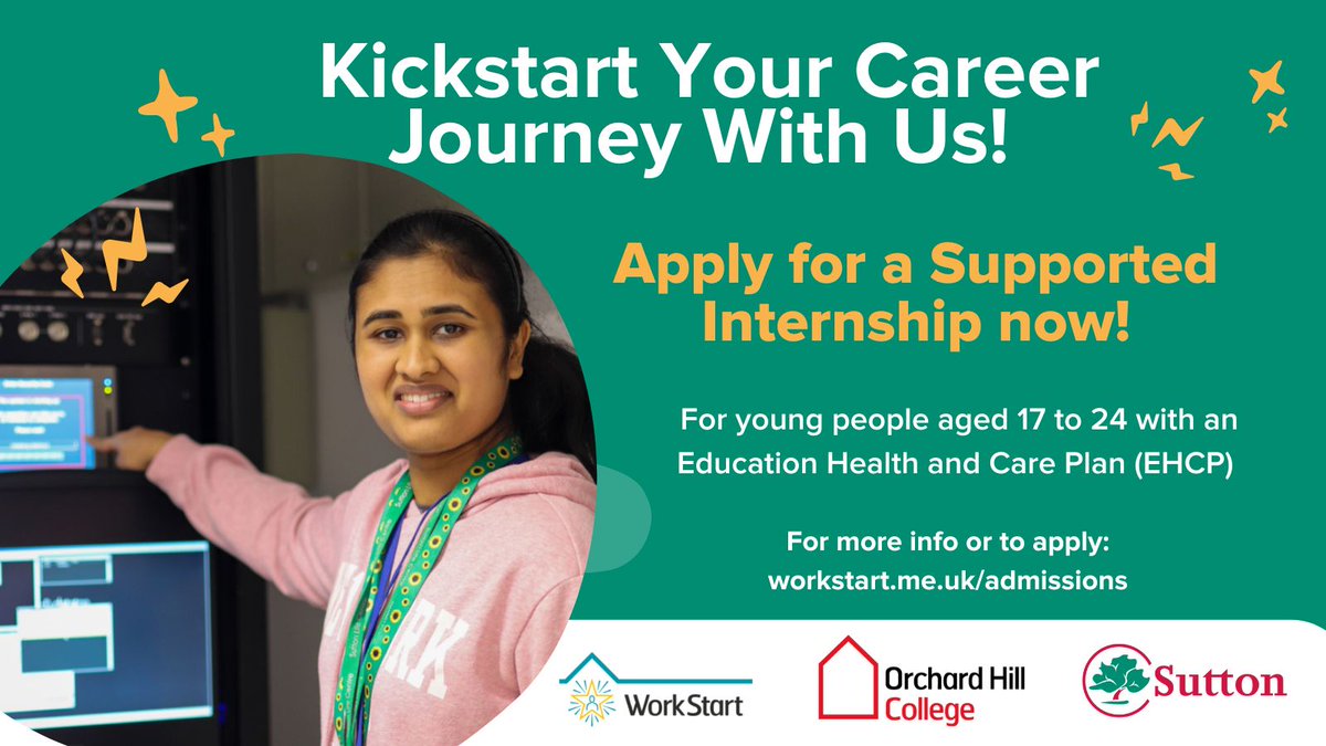 SuttonCouncil's tweet photo. Do you know a young person 17 to 24 with an EHCP looking to gain employability skills? We’re working with @O_H_College looking for young people who want to join our Supported Internship course 🖥️  https://t.co/haJgUMmNDW https://t.co/ey9cs1z6Qn ☎️ 0345 402 0453 (option 2) https://t.co/1EUv6uFTsG