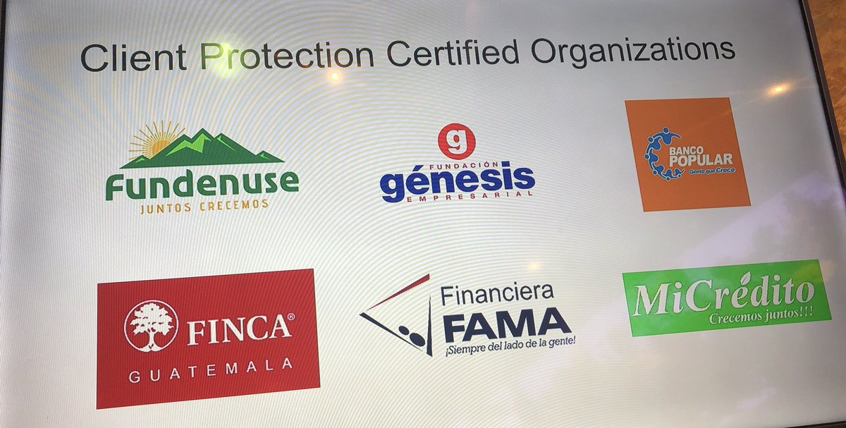 Cerise+SPTF (@cerisesptf) on Twitter photo Congratulations to the 6 Cerise+SPTF #ClientProtection Pathway certified institutions in Latin America recognized at the <a href="/Redcamif1/">Redcamif</a> X Central American & Carribean Conference of #Microfinance: <a href="/FINCA_Guatemala/">FINCA Guatemala</a>, Fundenuse, Banco Popular, <a href="/fundagenesisgt/">Fundación Génesis Empresarial</a>, <a href="/financierafama/">Financiera FAMA</a> & MiCredito Congratulations to the 6 Cerise+SPTF #ClientProtection Pathway certified institutions in Latin America recognized at the <a href="/Redcamif1/">Redcamif</a> X Central American & Carribean Conference of #Microfinance: <a href="/FINCA_Guatemala/">FINCA Guatemala</a>, Fundenuse, Banco Popular, <a href="/fundagenesisgt/">Fundación Génesis Empresarial</a>, <a href="/financierafama/">Financiera FAMA</a> & MiCredito