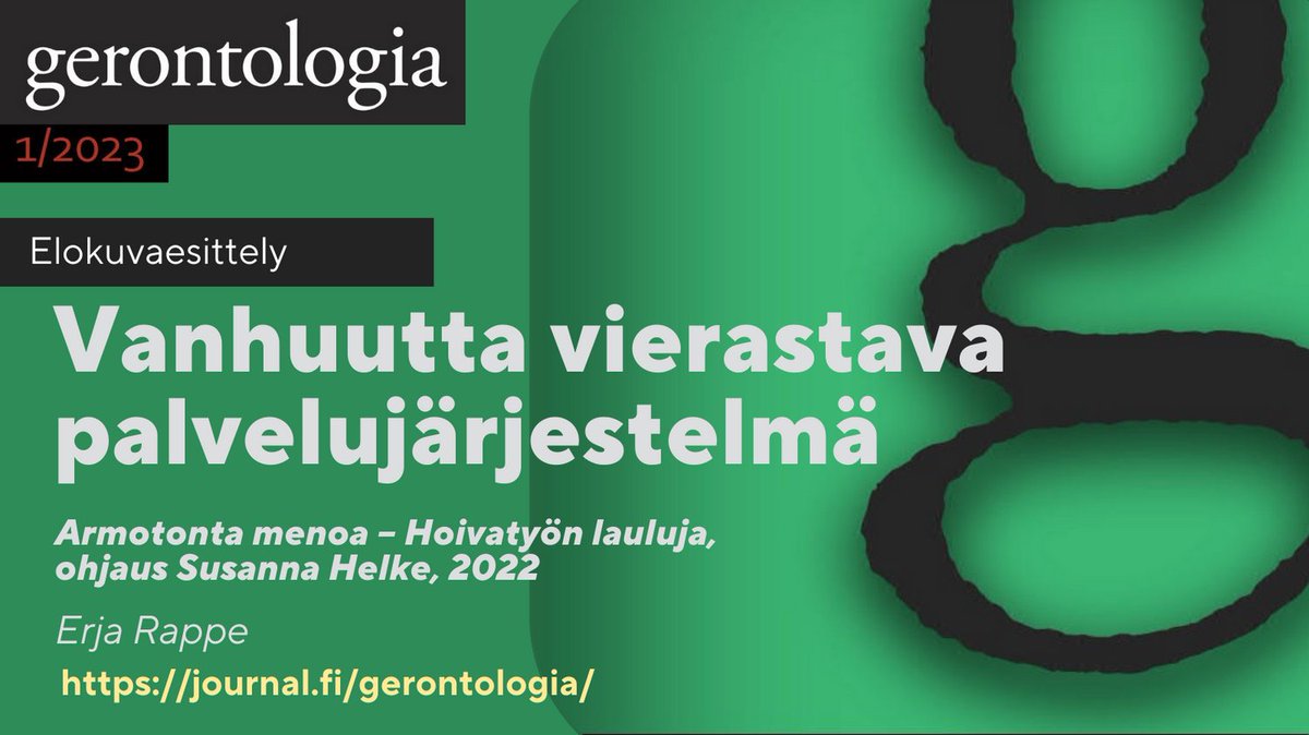 GLehti's tweet photo. Armotonta menoa ‒ hoivatyön lauluja on Susanna Helken ohjaama musiikillinen dokumentti, joka käsittelee vanhusten hoivaa. @RappeErja esittelee elokuvan: se lähestyy aihettaan armottomasti mustalla huumorilla höystäen mutta myös ymmärtäen ja lempeästi. https://t.co/LXfaKRauvl https://t.co/2ZwRvRrArw