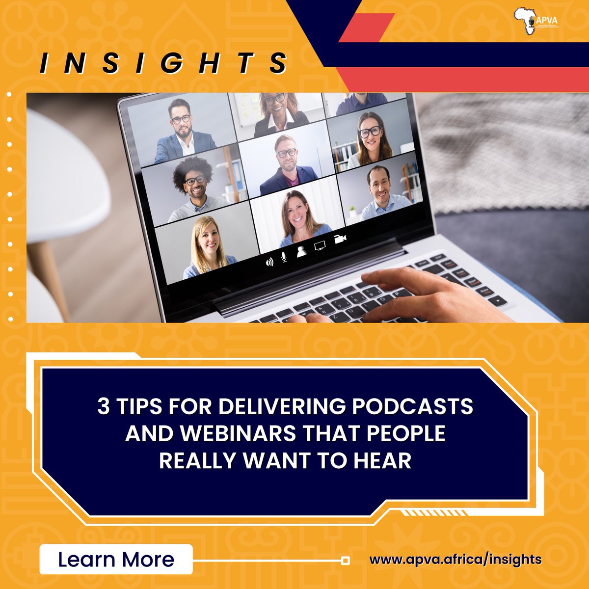 Whether you're a guest (or host) on a podcast, webinar, or virtual training session, check out our website to learn about the three attributes that will make you a far more compelling speaker.
bit.ly/3JV2nRT
.
.
.
.
.

#apva #insights #theafricancreative