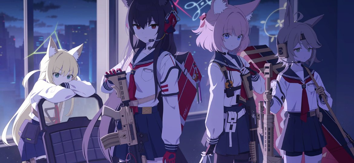 multiple girls weapon gun school uniform animal ears assault rifle rifle  illustration images