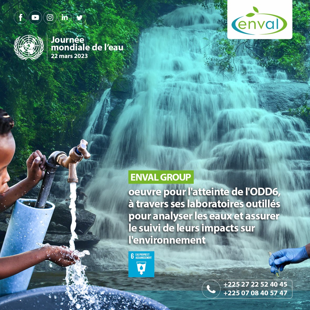 groupe_enval's tweet photo. Journée mondiale de l'eau 
Des milliards de personnes sont toujours privées d'eau potable. Grâce à ses équipements ultra modernes et performants, ENVAL travaille à réduire ce gap, en offrant des services de proximité et accessibles, à tout le continent: analyses d’eaux douces... https://t.co/z7i1z1j0r1