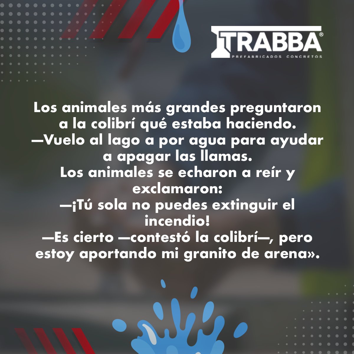 TrabbaC's tweet photo. Por el #DíaMundialDelAgua 💧 te invitamos a conocer esta historia que nos invita a la reflexión. Pongamos todos nuestro granito de arena 😉.

#TRABBA #Prefabricados #Concreto #SolucionesInnovadoras #ConstrucciónEnMéxico https://t.co/S13S3c1DMb