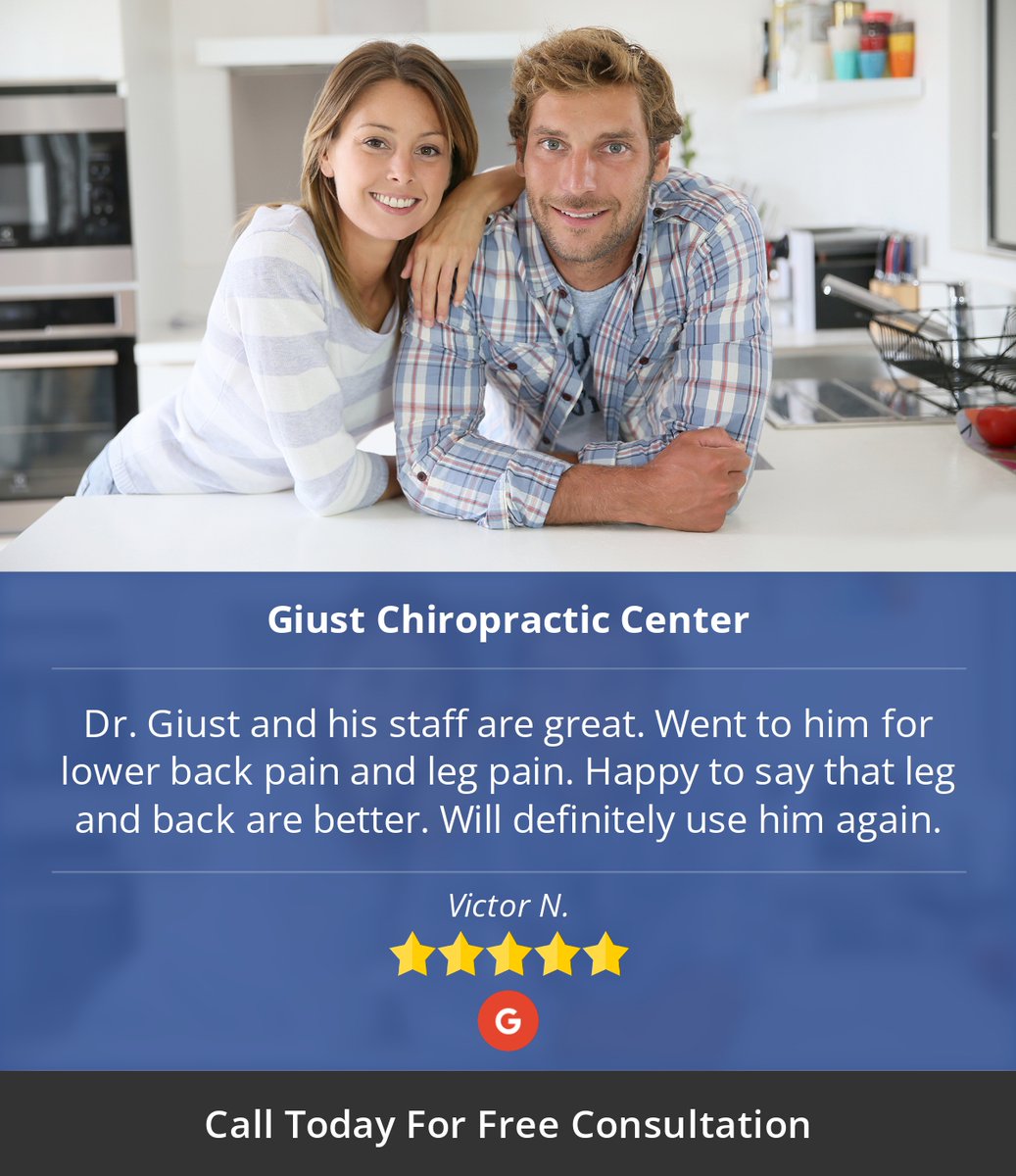 GiustChiro's tweet photo. 5 Star: Victor N. "Dr. Giust and his staff are great.  Went to him for lower back..." https://t.co/03ytmNlSaT https://t.co/b2fEKUsLRN