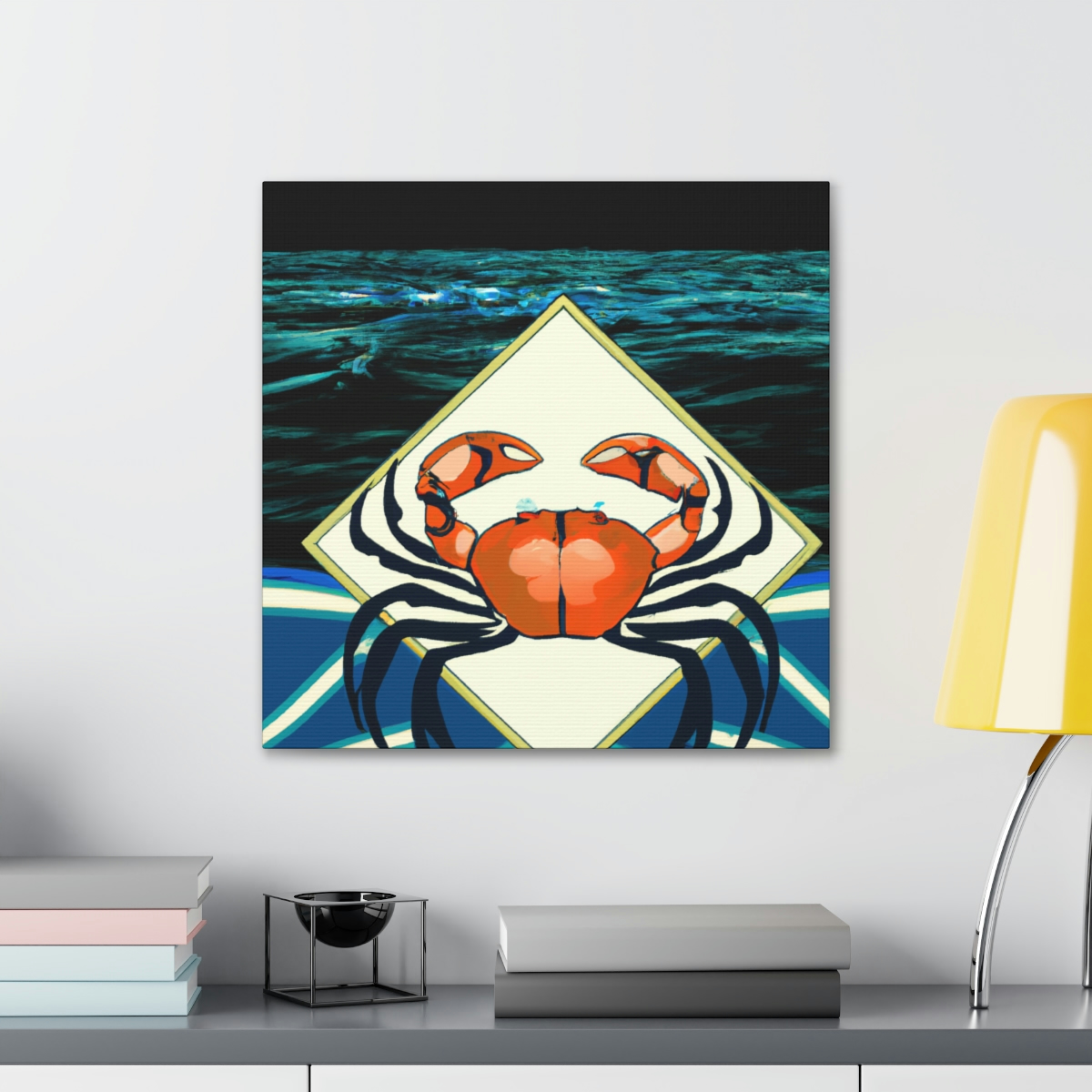 Check out our new piece.  Thoughts? 🖌️🎨#CrabOcean #ArtDeco #CanvasPainting #ModernLines #OceanSetting #CreativeDesign #UniqueWallArt #PicassoInspired #MajesticUnderwater #PowerfulSymbolism #PaintingStyle