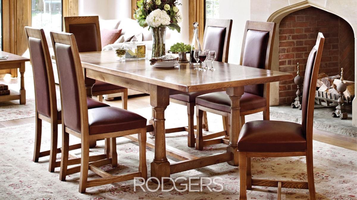 The design inspiration for Old Charm comes from the Tudor &amp; Elizabethan era and is made from the finest natural timber. View this effortlessly elegant range in store at #Rodgers
#oldcharm #oldcharmfurniture #britishmade #diningfurniture #diningtable #diningchairs #oakfurniture