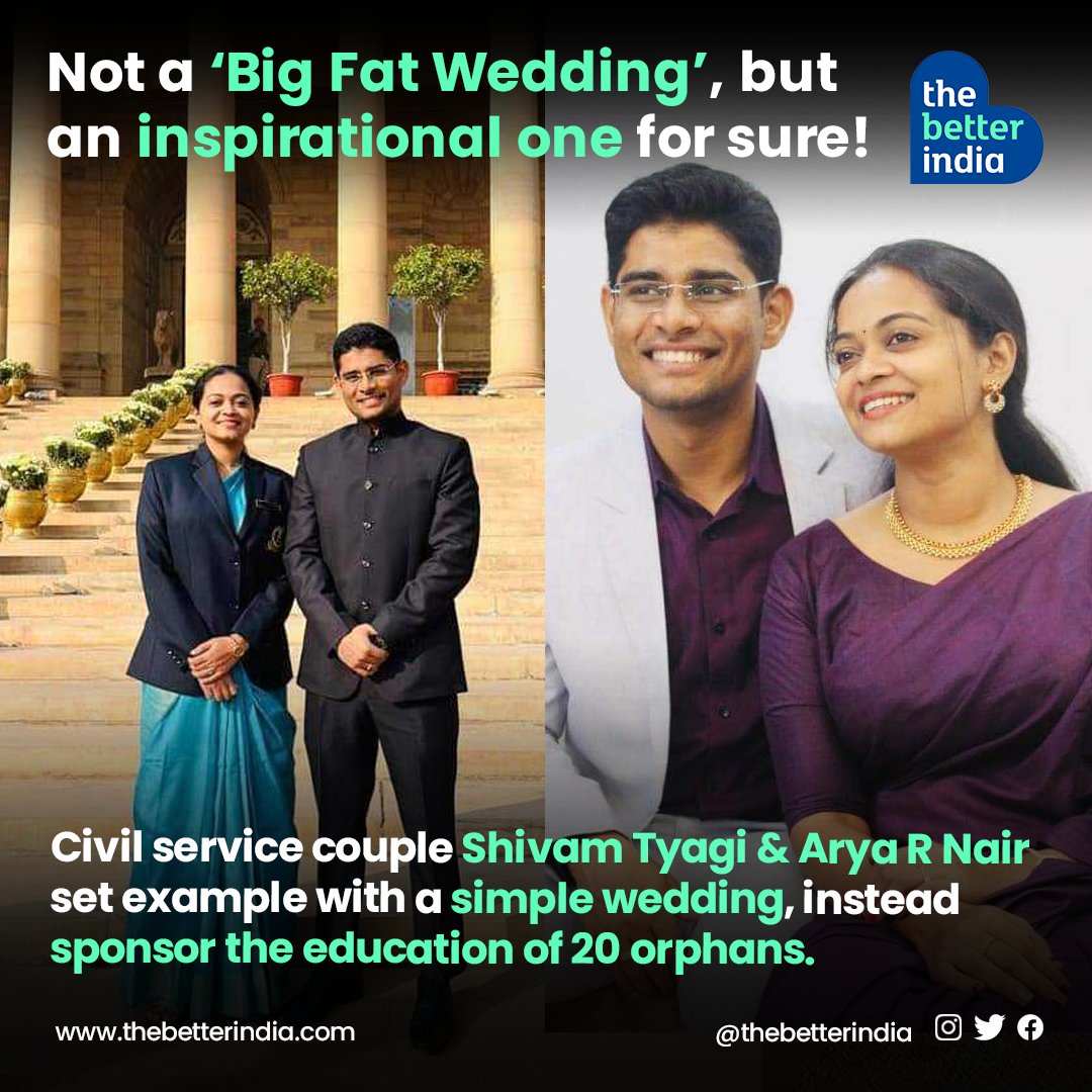 “Every relative and friend of mine has been waiting for the day of the marriage. They were all eager to have a celebration running for two to three days, as that is the prevailing trend in Kerala,’’ said Arya.

#Inspiration #Humanity #Couple #GoodDeeds #TheBetterIndia