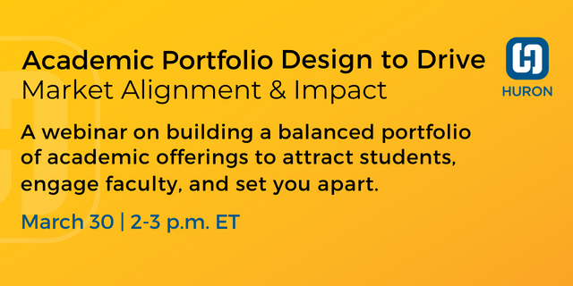 JPavelec's tweet photo. Explore ways to design your academic portfolio to drive market alignment and impact at an @InsideHigherEd webinar hosted by Huron, featuring the provosts of Troy University and Fairfield University. Mar. 30 at 2 p.m. ET. Register today. https://t.co/mgSvh0Hlg0 https://t.co/eXXhOApasD