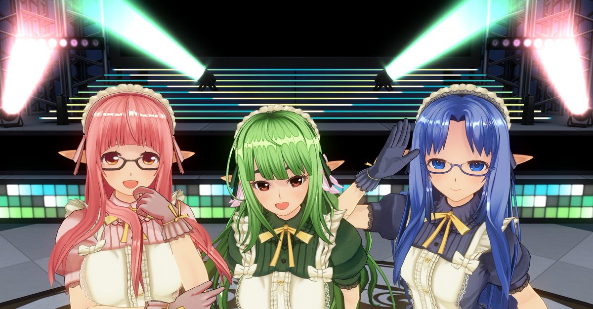 既存のメイドをエルフ化してみました。髪色カラフルなのが新鮮。。。！