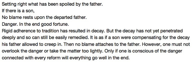 From the I Ching: