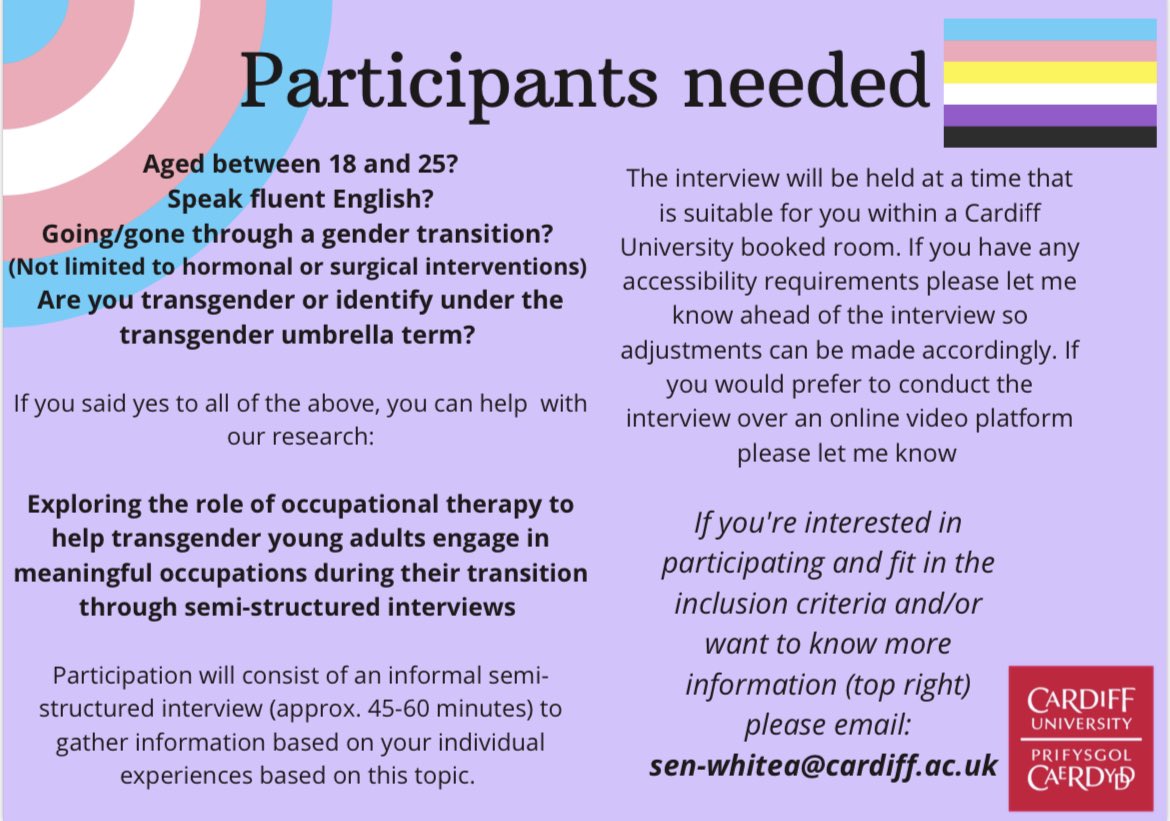 Hi all! I’m currently recruiting for my dissertation and aiming to get participants from different areas of the uk to try and get a more rounded picture of lives experiences on the topic. I welcome any further questions and happy to hold interviews via an online platform