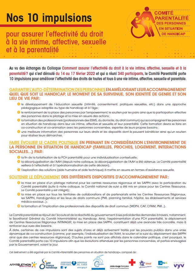 Telethon_France's tweet photo. #Revendication Le Comité #Parentalité a dévoilé ce mardi 10 impulsions majeures auprès des pouvoirs publics

Le but : améliorer l’effectivité du droit à la vie intime, affective, sexuelle et la parentalité pour les personnes en situation de #handicap

https://t.co/1ZJB1Phnum https://t.co/ITlhfvqZE9