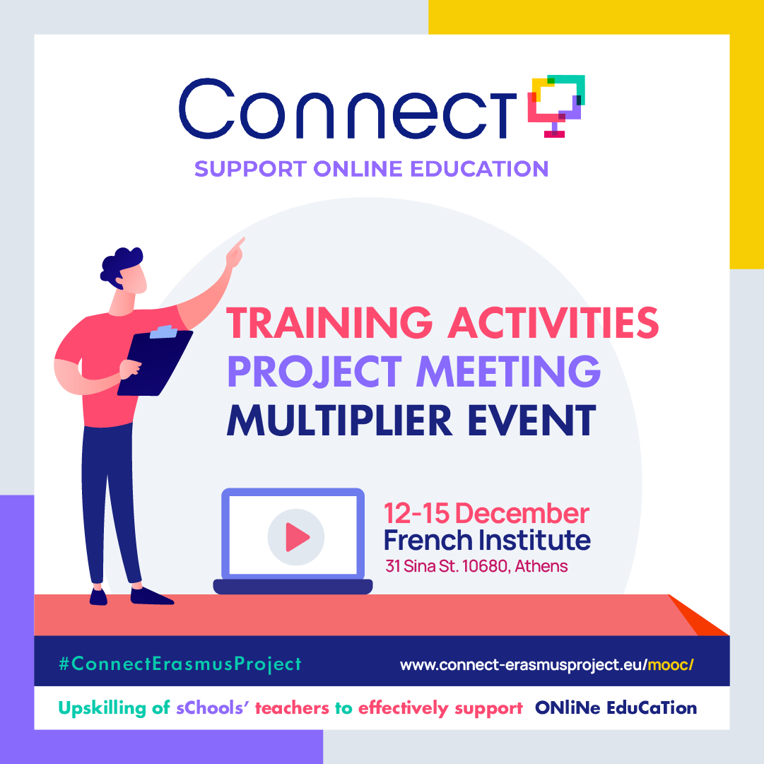 CErasmusproject's tweet photo. 📣 A three-day #training event of #ConnectErasmusProject, took place at Athens, Greece 12, 13 &amp; 14 December 2022. All workshop and #training session presentations are available at https://t.co/yji2eEvZX5 ! https://t.co/f08SPjCctV