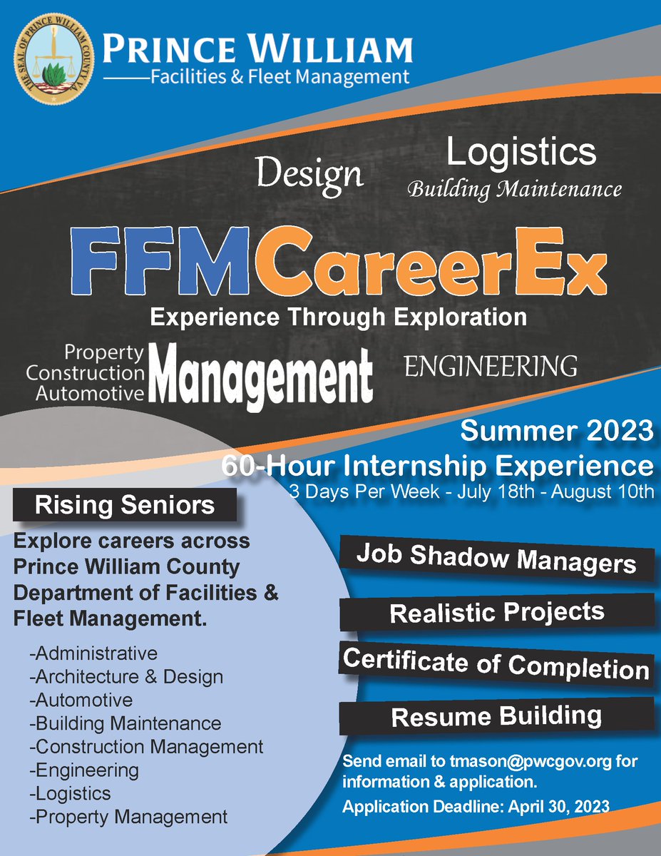 Great opportunity for #PWCS high school students this summer. <a href="/PWCSNews/">PWCS</a>