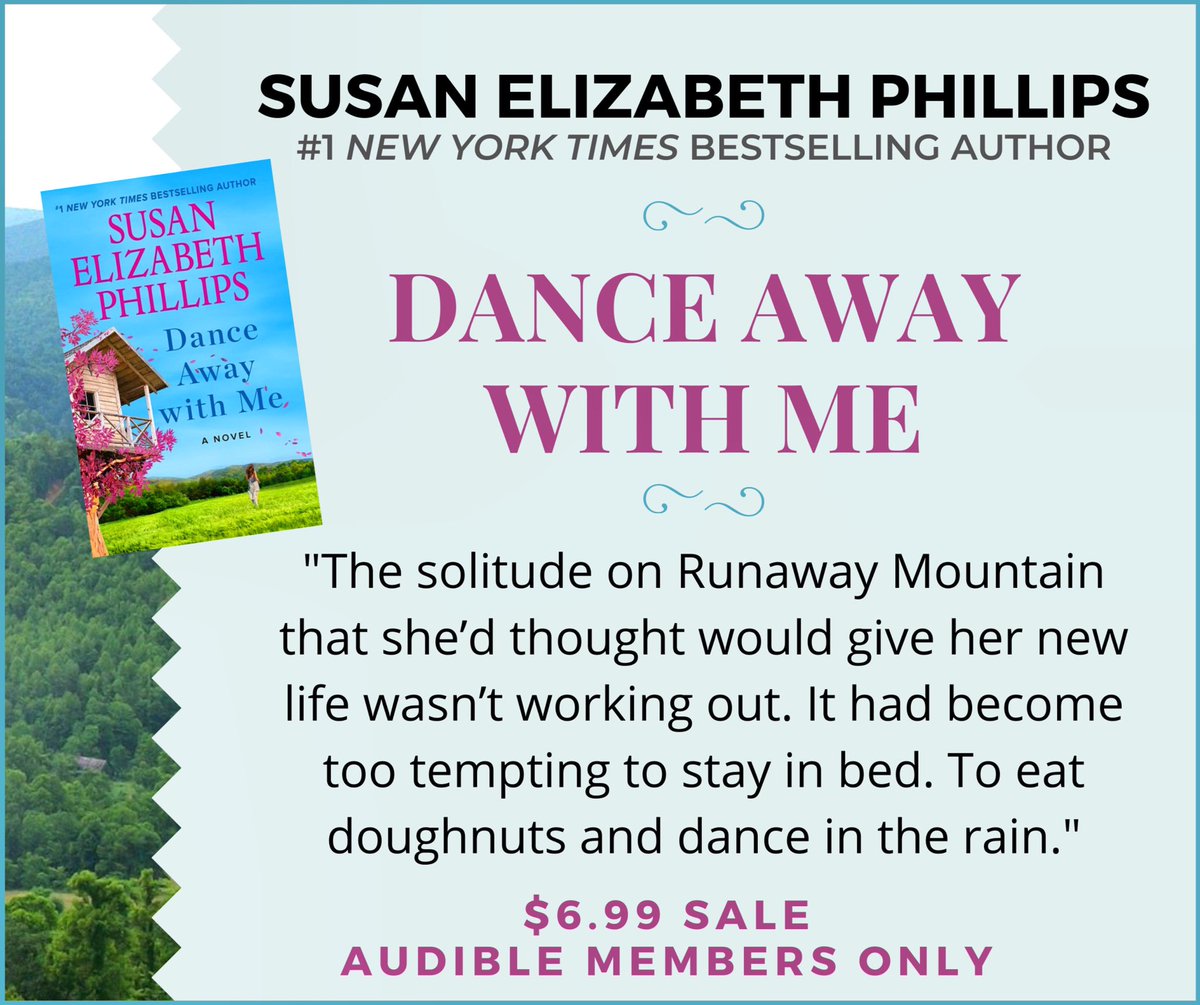 Do you enjoy audiobooks? If so, when and where do you listen? @audible_com members, my heartfelt novel DANCE AWAY WITH ME is on sale for $6.99! Happy listening! (Not a member? They offer a free trial?) audible.com/mk/2book #susanelizabethphillips #BookTwitter #audiobook