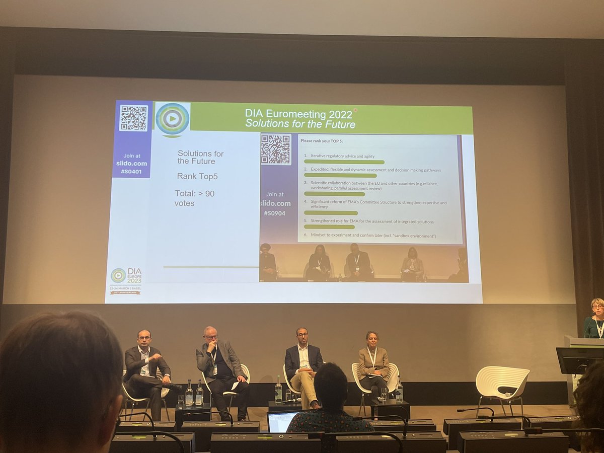 Panel &amp; poll: What are your regulatory expectations for the review of the pharmaceutical legislation? 1) Innovation to deliver medicines that reaches patients 2) Future proof and more agile 3)Fit for purpose and balance system @DiaEurope <a href="/EFPIA/">EFPIA</a> <a href="/AndreeaI24/">Andreea Iordache</a> <a href="/sinieskola/">Sini Eskola</a>