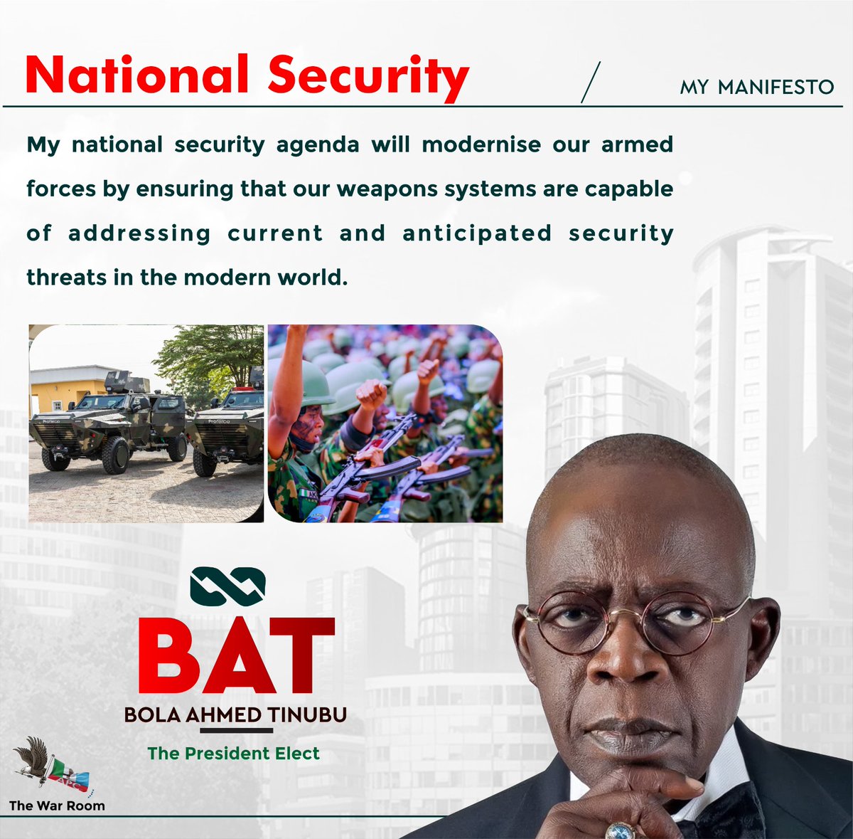 Colak233's tweet photo. Modernizing the equipments of our security agencies to help them curtail security challenges will take center stage Under the Incoming Administration

 #RenewedHope https://t.co/hMHZYkpf98