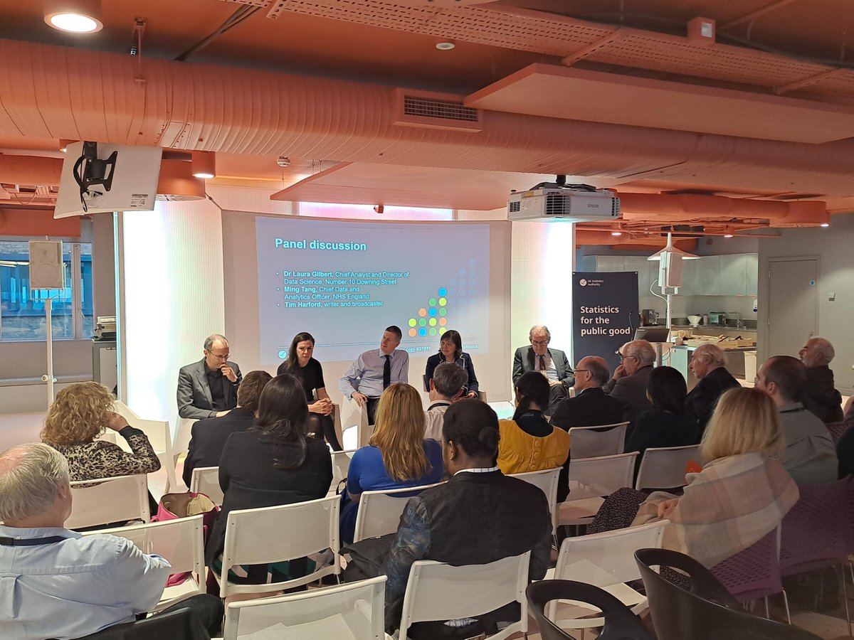 UKStatsAuth's tweet photo. π¬ Our panel (Ming Tang, NHS England; @statsArePower, and @TimHarford) takes the stage to answer questions from colleagues around the UK statistical system #ShapingStatistics https://t.co/r0NjYYQtsB